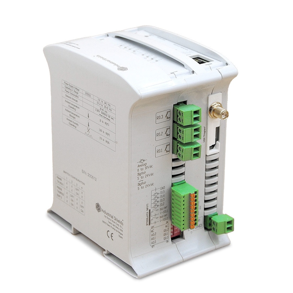 PLC 9h. PRO3.  RS232, RS485 (modbus-rtu), Wifi, BLE, Ethernet. IO: 7xDI, 6xAI, 2xII, 5xDO, 3xAoDO, 2xIO5Vdc (còpia)